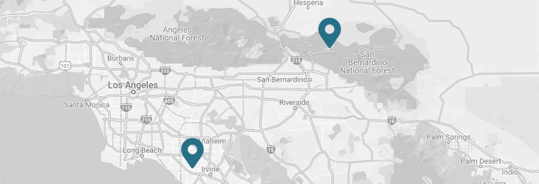 Footer Map Nisco Orthodontics in Fountain Valley and Lake Arrowhead, CA